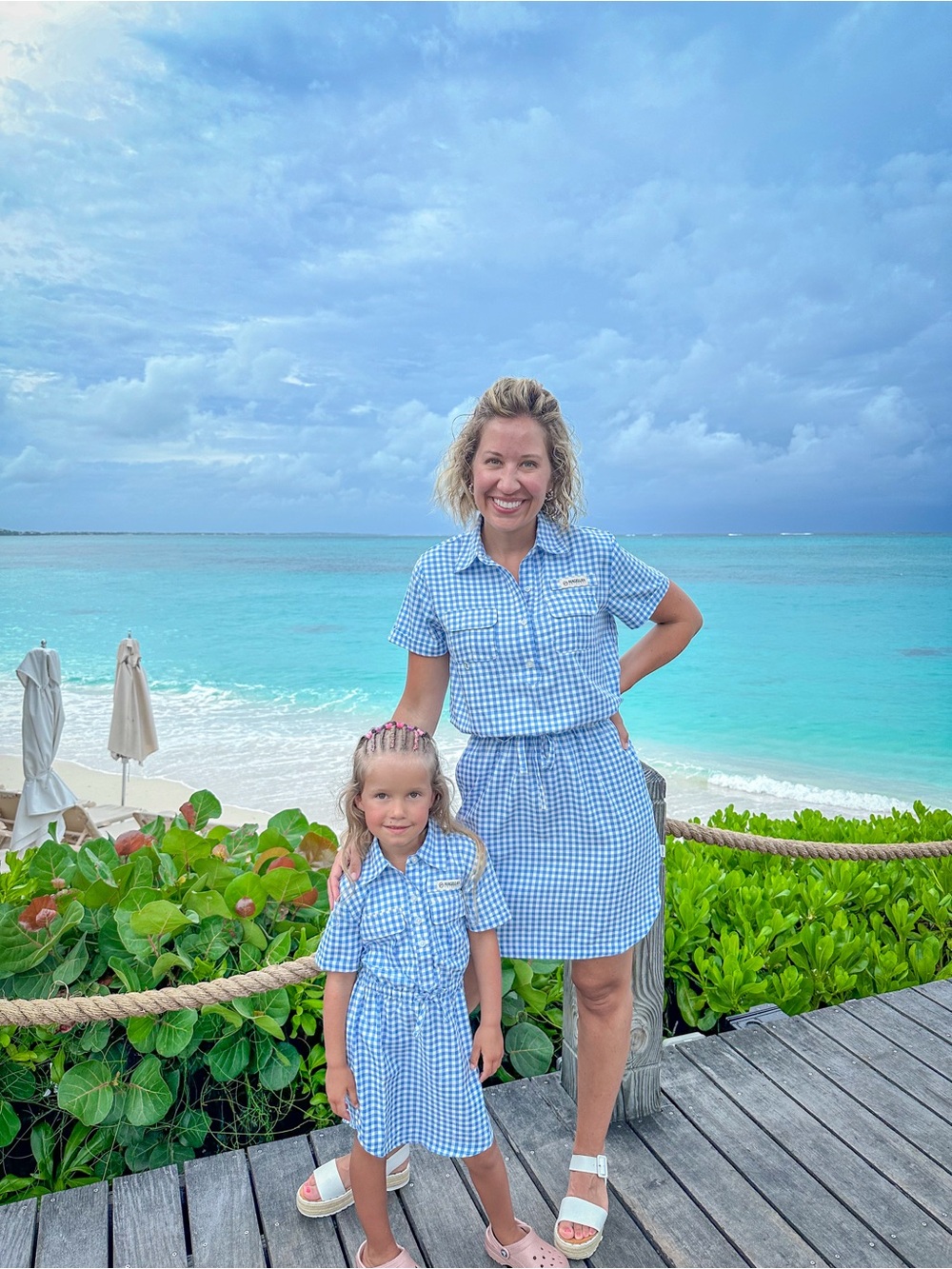 Magellan Outdoors Blue and White Gingham Button-Up Shirt Dress